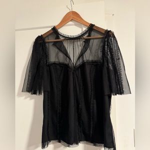 Boden Sweetheart Neck Tulle Blouse - Black - Size 10
